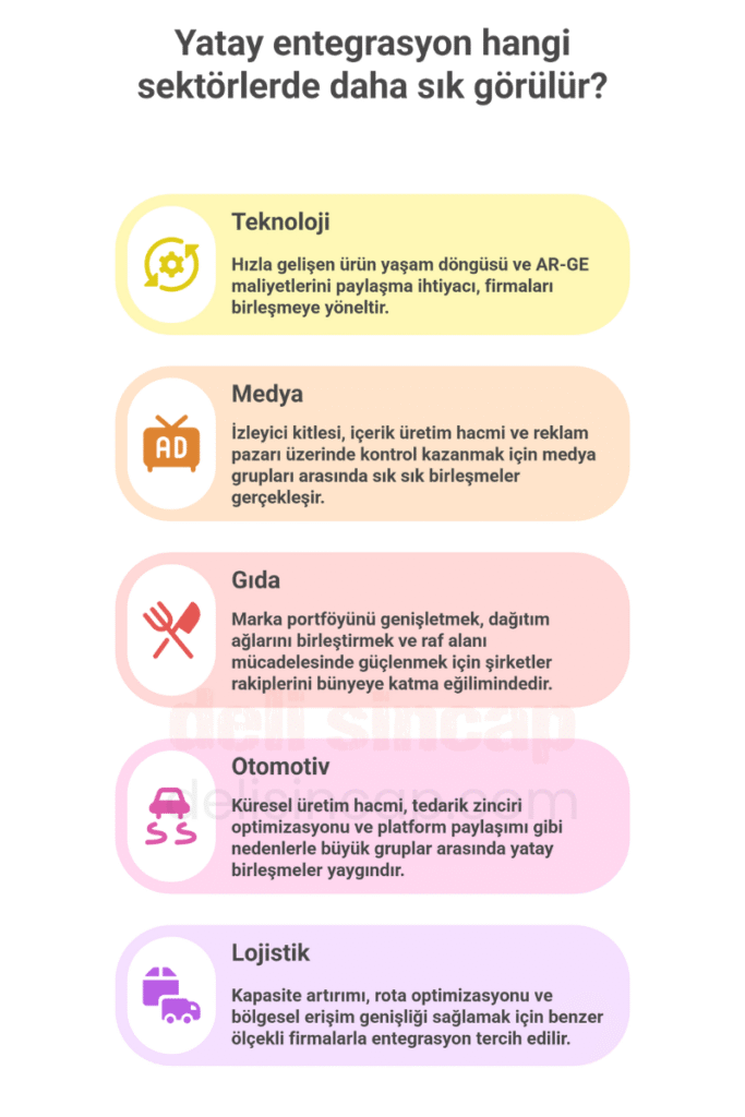 Hangi sektörlerde yatay entegrasyon daha sık görülür